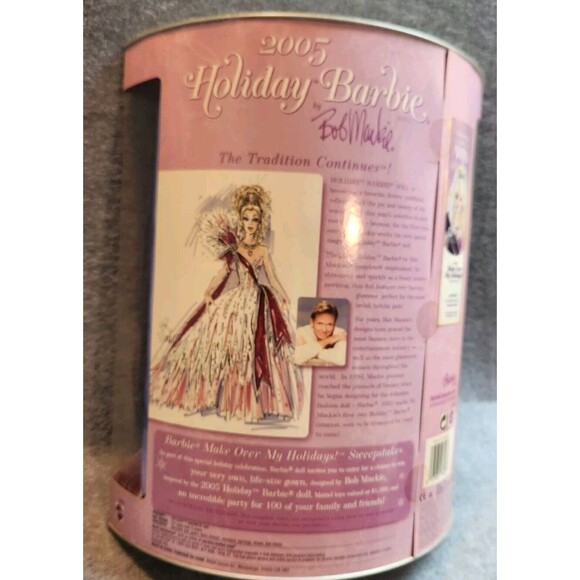 2005 Bob Mackie Holiday Barbie Limited Edition Red Dress NIB - Picture 2 of 3